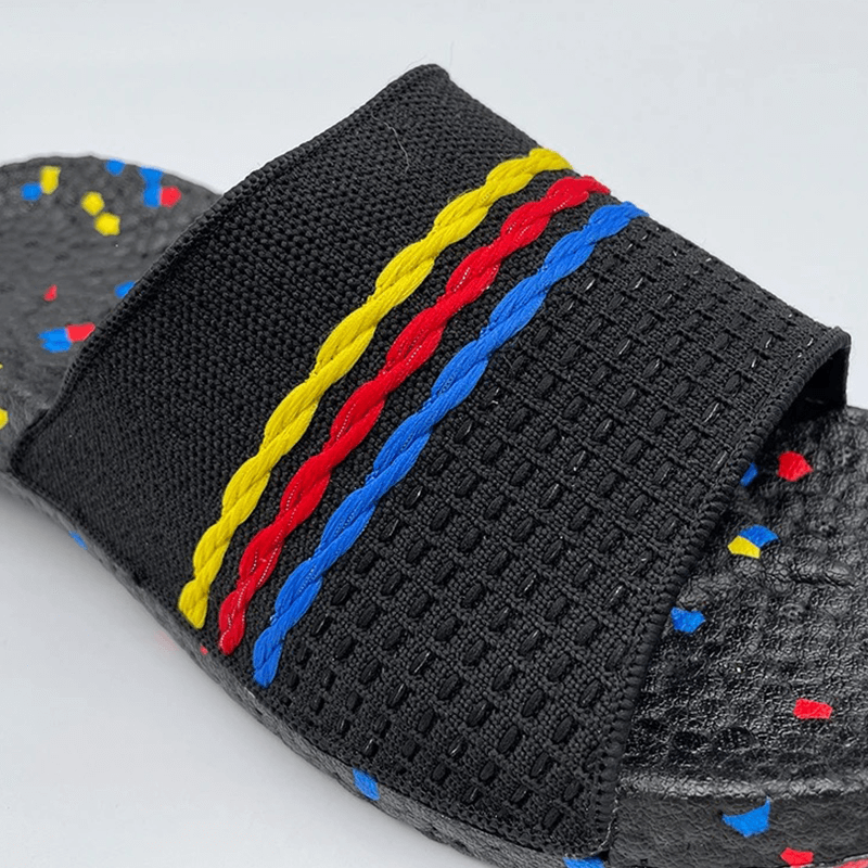 Multicolor Black E-TPU Rubber Knit Sandal Slipper For women