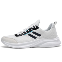 Sport Breathable Leather Made White Flat Sneakers Black Casual Shoes